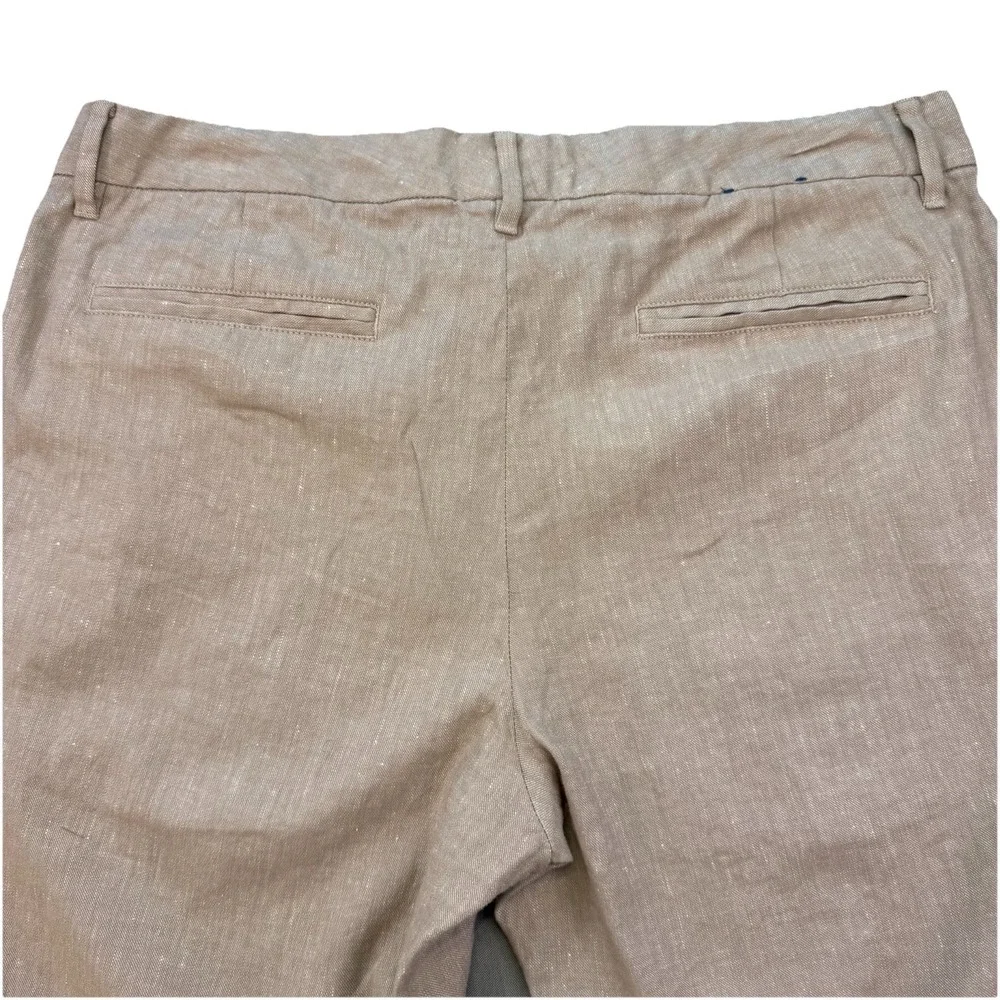 Fairlane Pants Mens 35x30 Tan Linen Blend Straight Flat Front‎ Chino